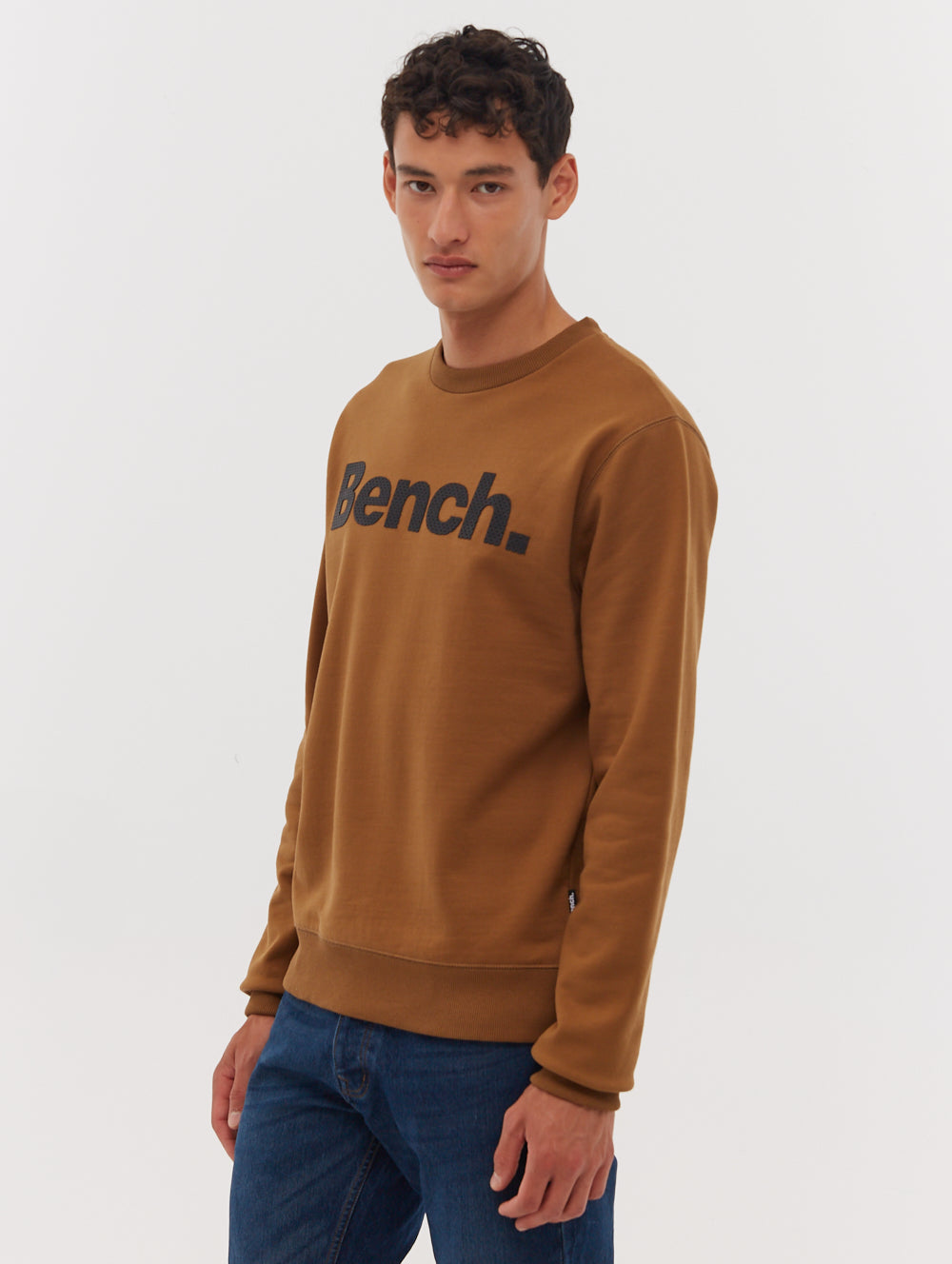 Tipster Perforated Logo Crew Neck Sweatshirt - Brown