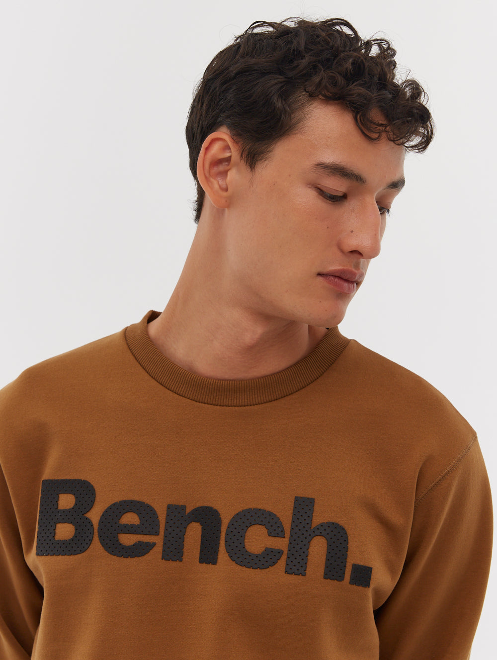 Tipster Perforated Logo Crew Neck Sweatshirt - Brown