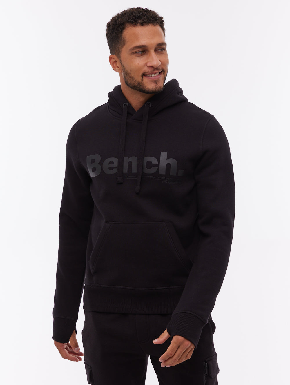 Trassi chandail à capuchon avec logo ton sur ton - Noir