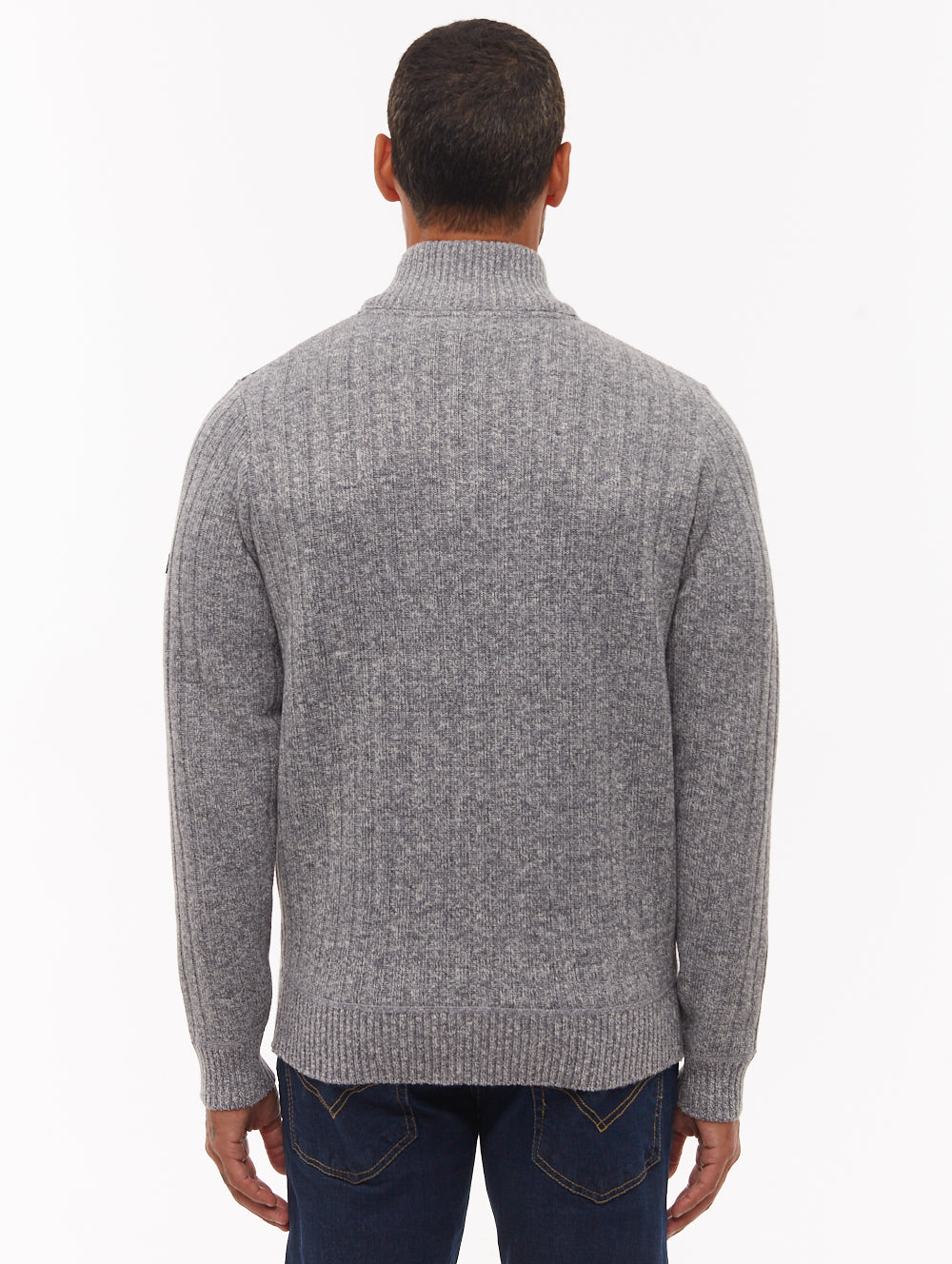 Verto Grey Knit 1/4 Zips Check Lining 7 Gauge Shot 3