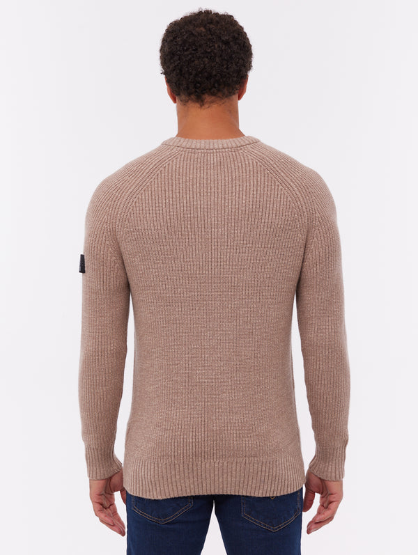 Molna Raglan Sleeve Crew Neck Sweater - Brown - Bench