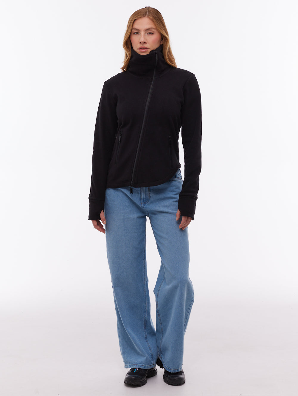 Symmy Black BK001 Funnel Zips Microfleece Asymmetric Shot 1