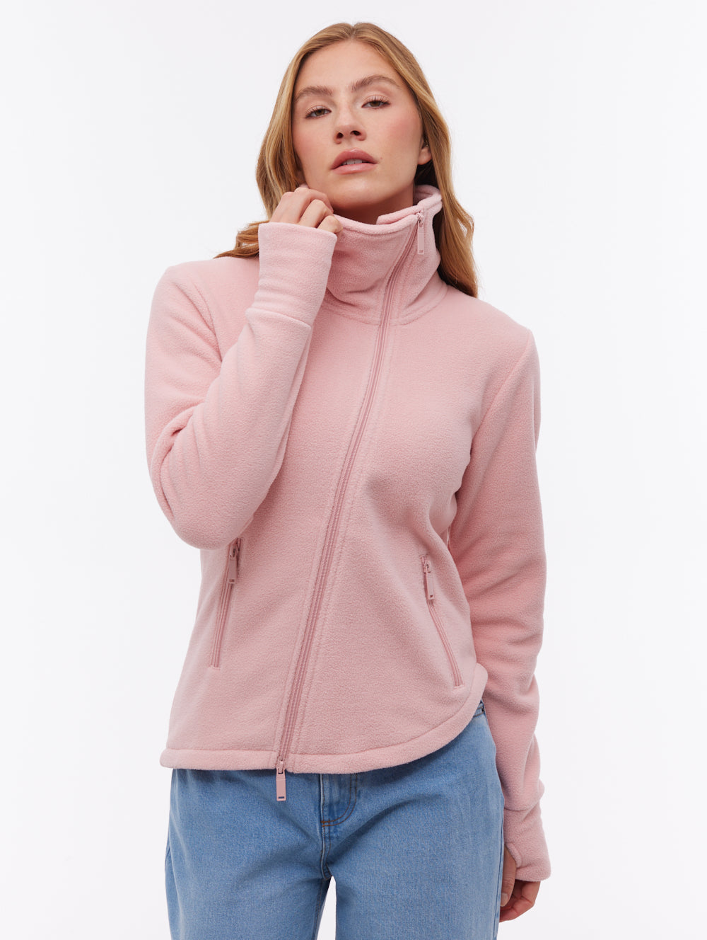 Symmy Pink PK016 Funnel Zips Microfleece Asymmetric Shot 1