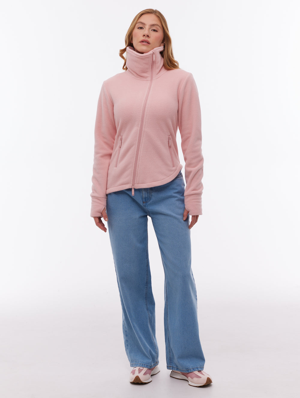 Symmy Pink PK016 Funnel Zips Microfleece Asymmetric Shot 1
