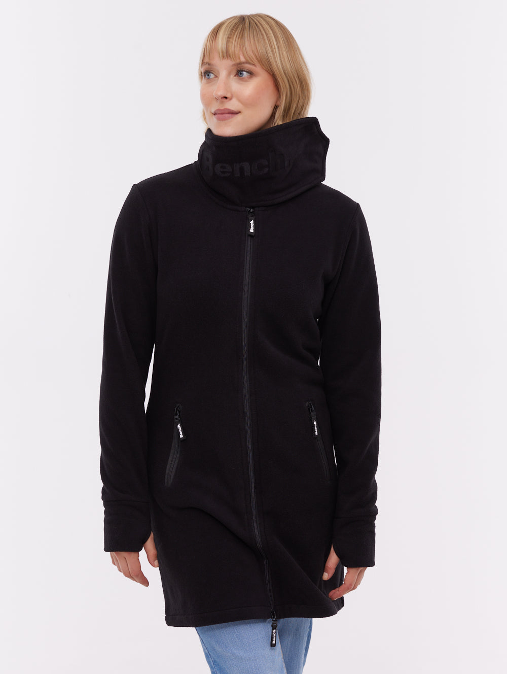Bridgit Black BK001 Funnel Zips Microfleece Maxi Length Shot 1