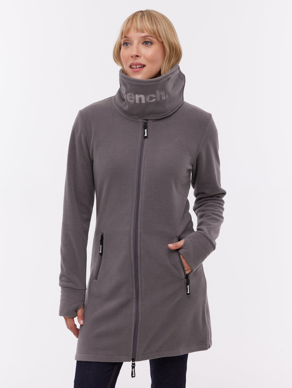 Bridgit Grey GY052 Funnel Zips Microfleece Maxi Length Shot 1