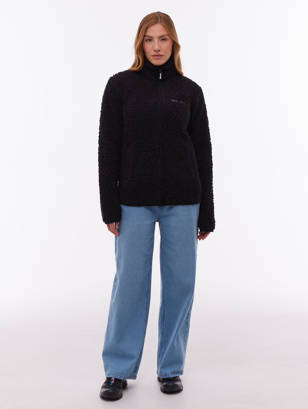 Klea Fleece Funnel Zip-Up - Black