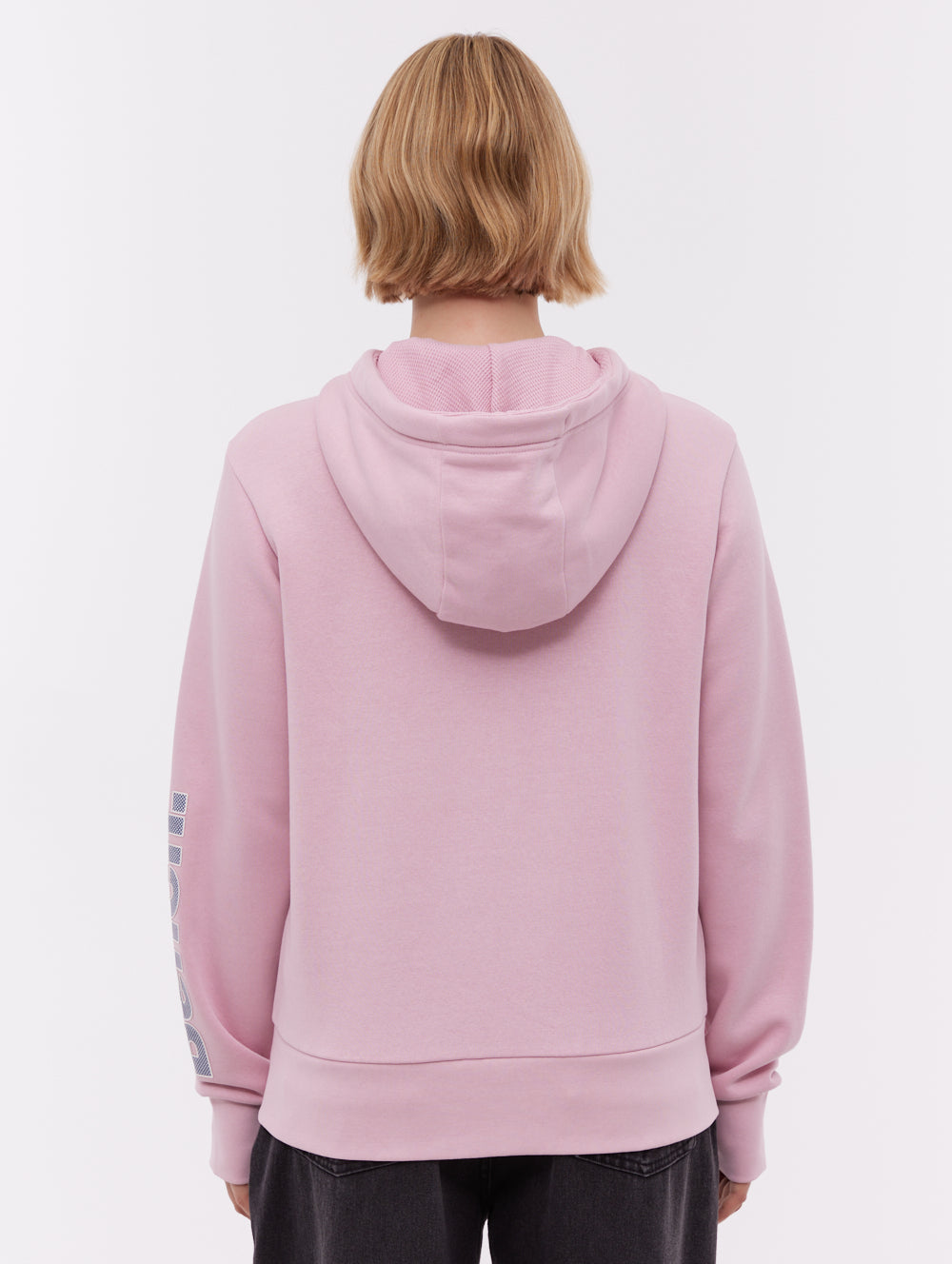 Darcine chandail à capuchon zippé avec logo manche - Rose