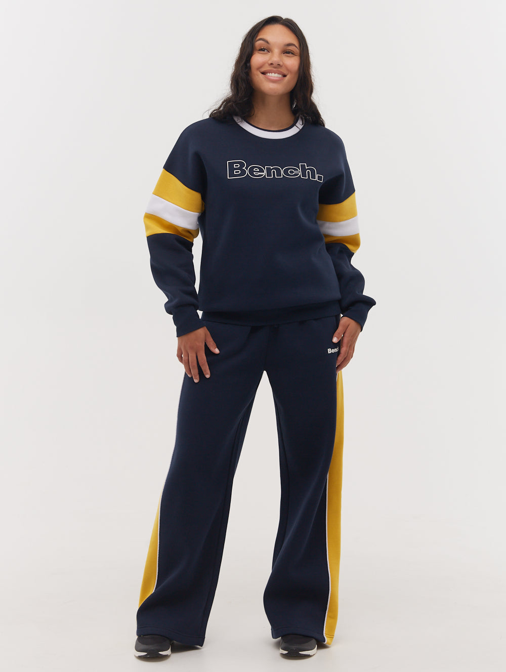 Hendra Stripe Sleeve Crew Neck Sweatshirt - Blue