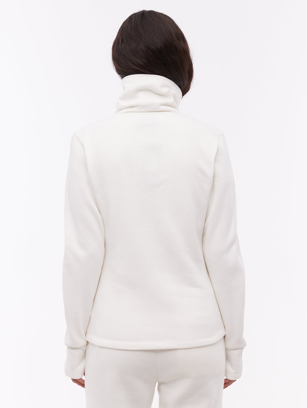Annah Wrap Neck Zip-Up - White