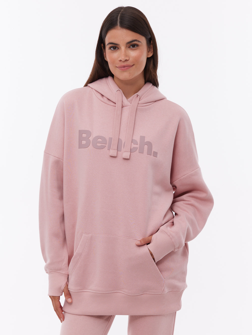 Linra chandail à capuchon logo ton sur ton - Rose