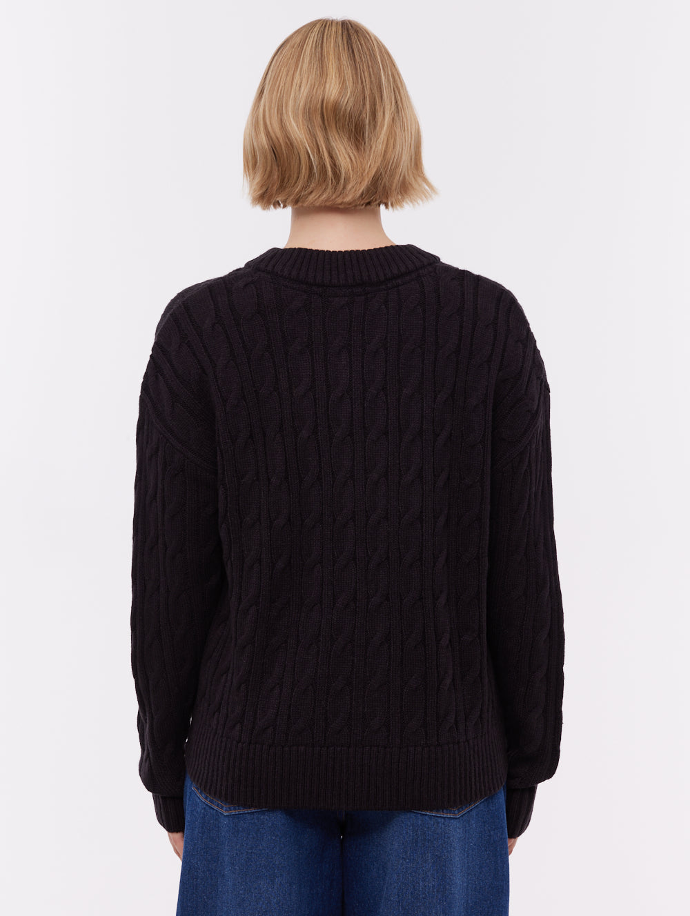 Chanice chandail en tricot torsadé - Noir