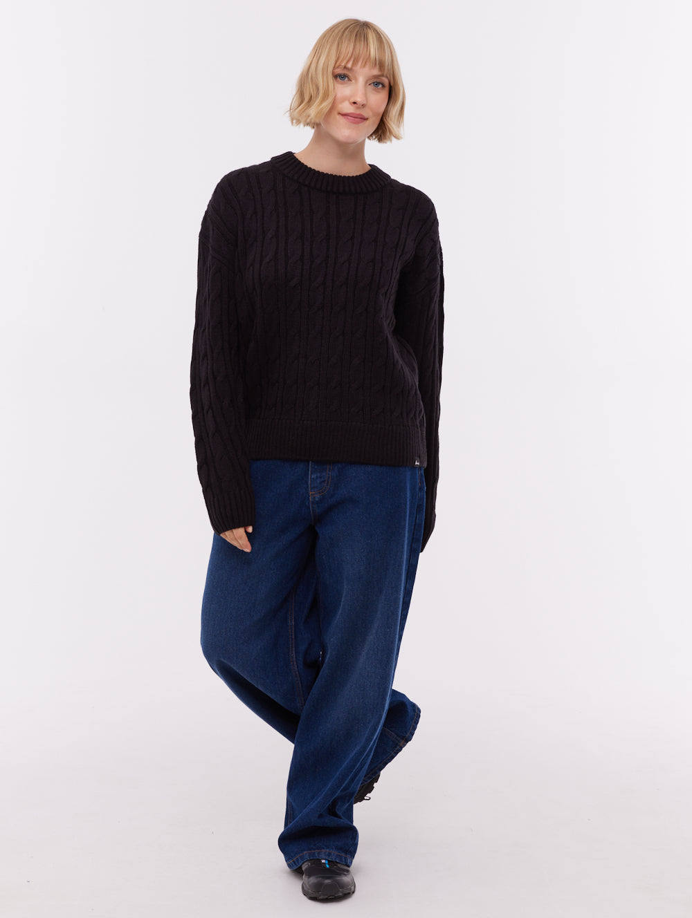 Chanice chandail en tricot torsadé - Noir