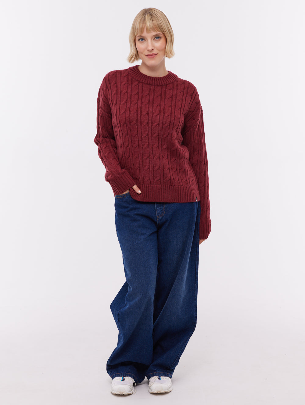 Chanice chandail en tricot torsadé - Rouge