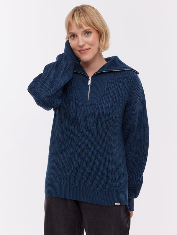 Audreena Zippered Funnel Sweater - Blue - Bench