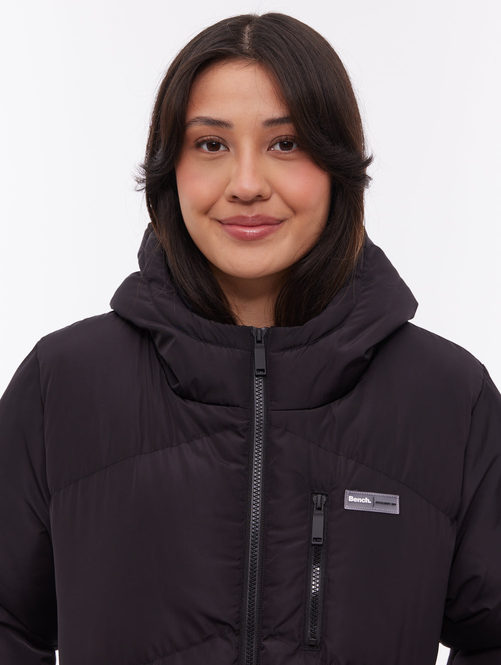 Eloraina parka matelassé maxi à chevrons - Noir