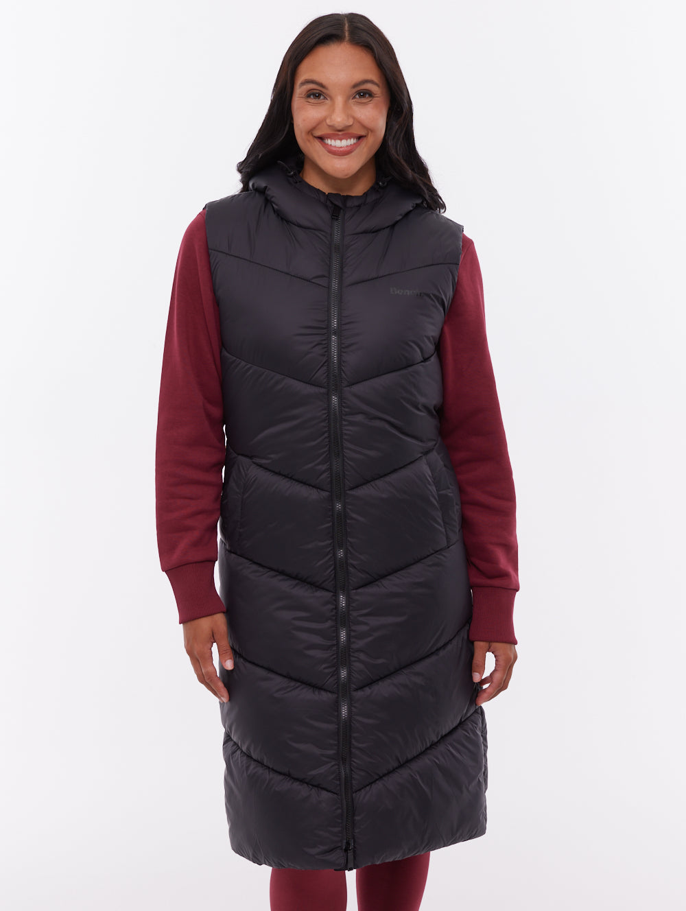 ILLY Black BK001 Outerwear Vests Long With Hood Shot 1