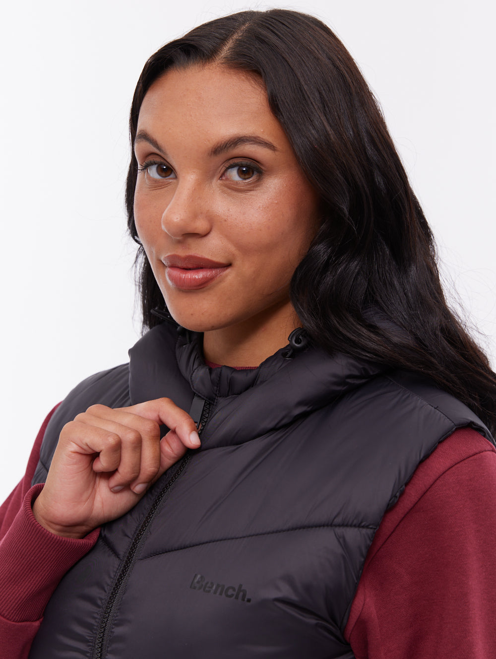 ILLY Black BK001 Outerwear Vests Long With Hood Shot 4