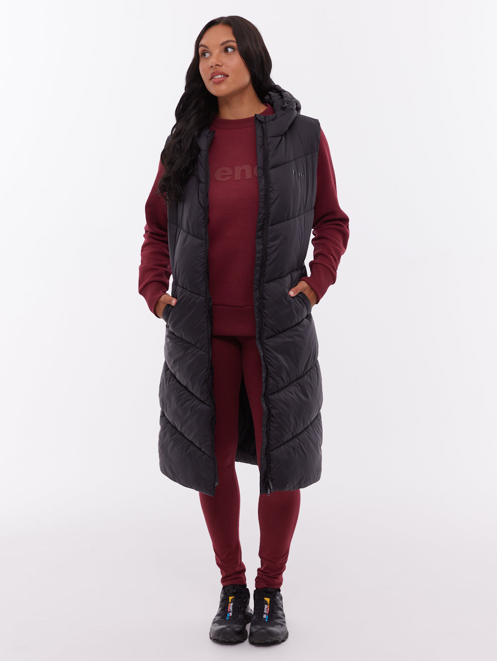 ILLY Black BK001 Outerwear Vests Long With Hood Shot 3