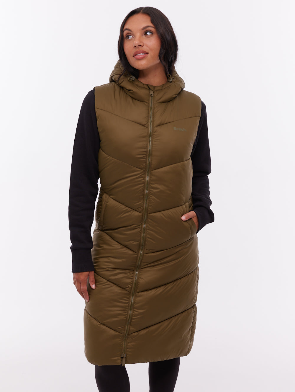 Illy Green KH012 Outerwear Vests Long With Hood Shot 1