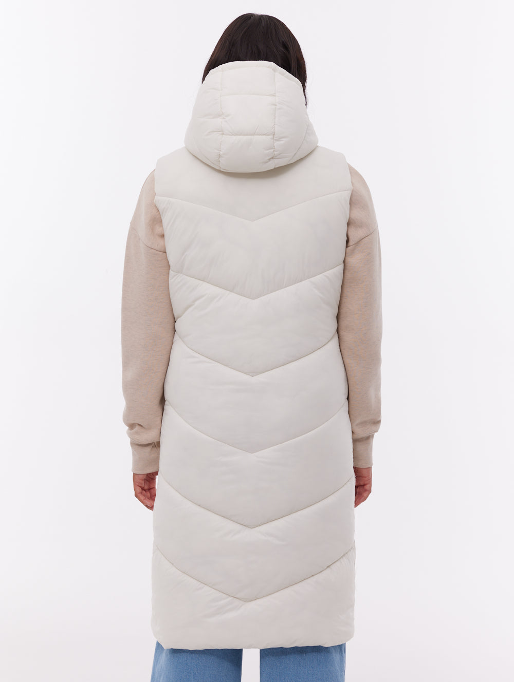 ILLY White Outerwear Vests Long With Hood Shot 4