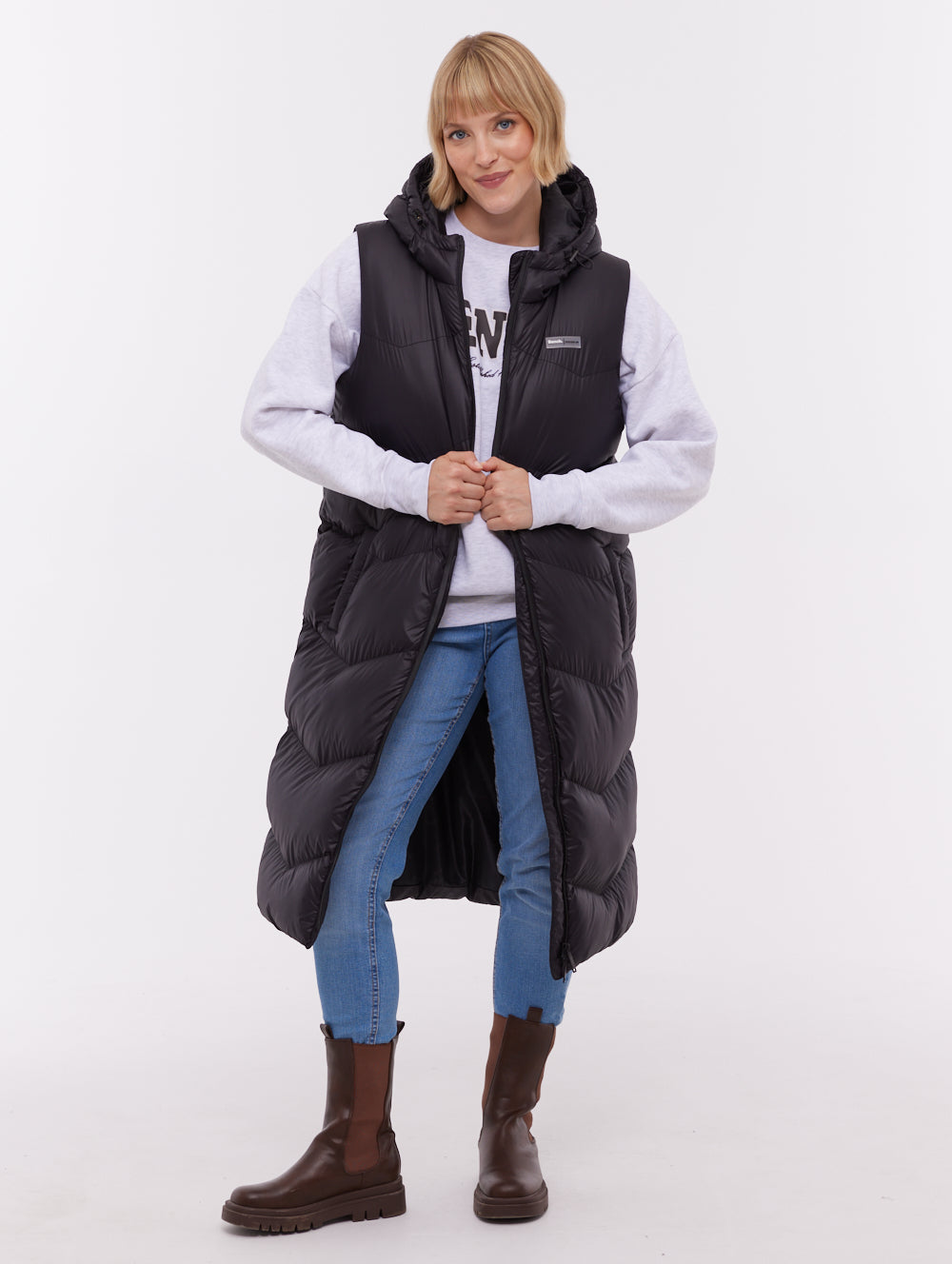 Saz Black BK001 Outerwear Vests Long Shot 2
