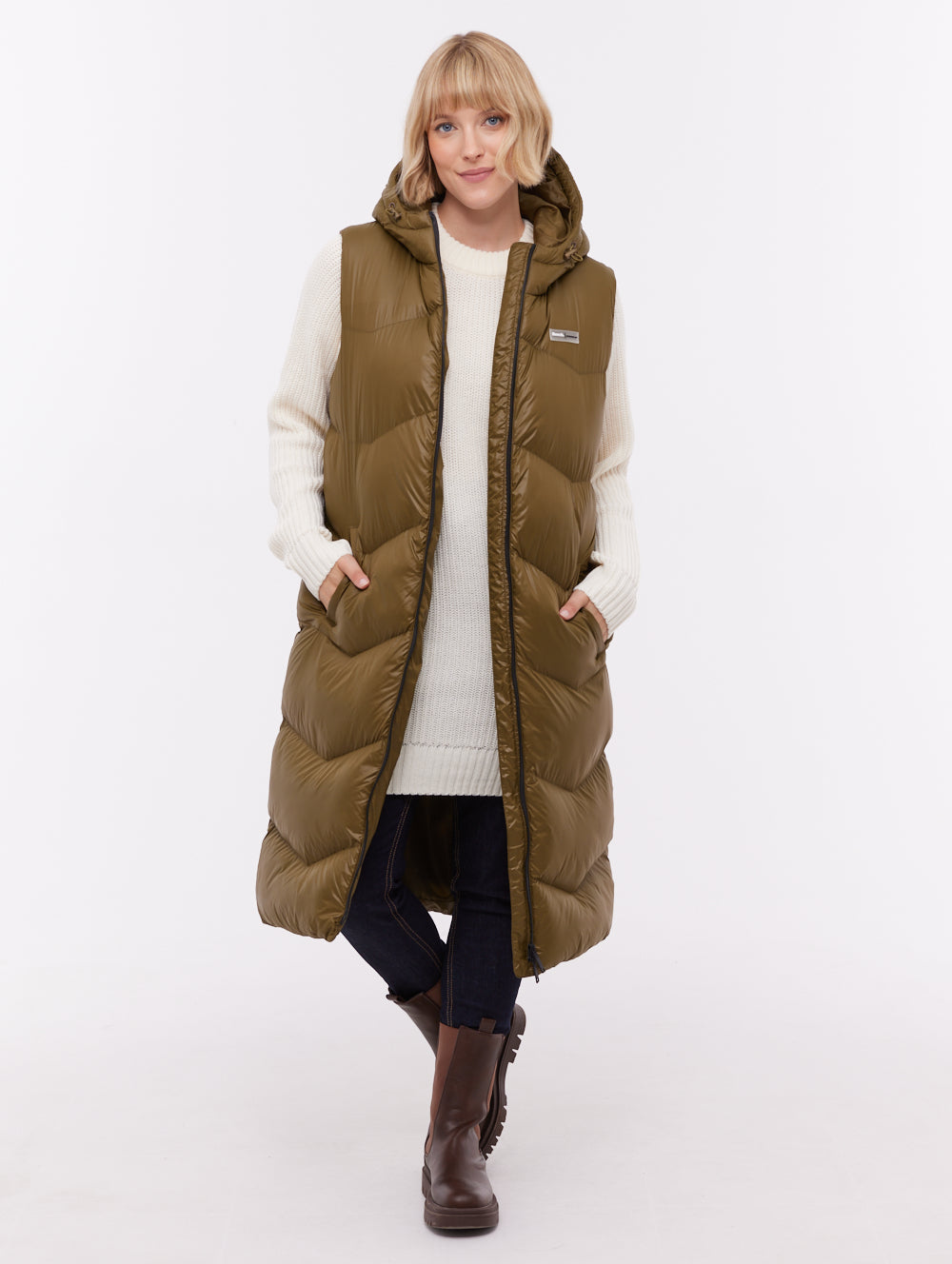 Saz Green KH012 Outerwear Vests Long Shot 1