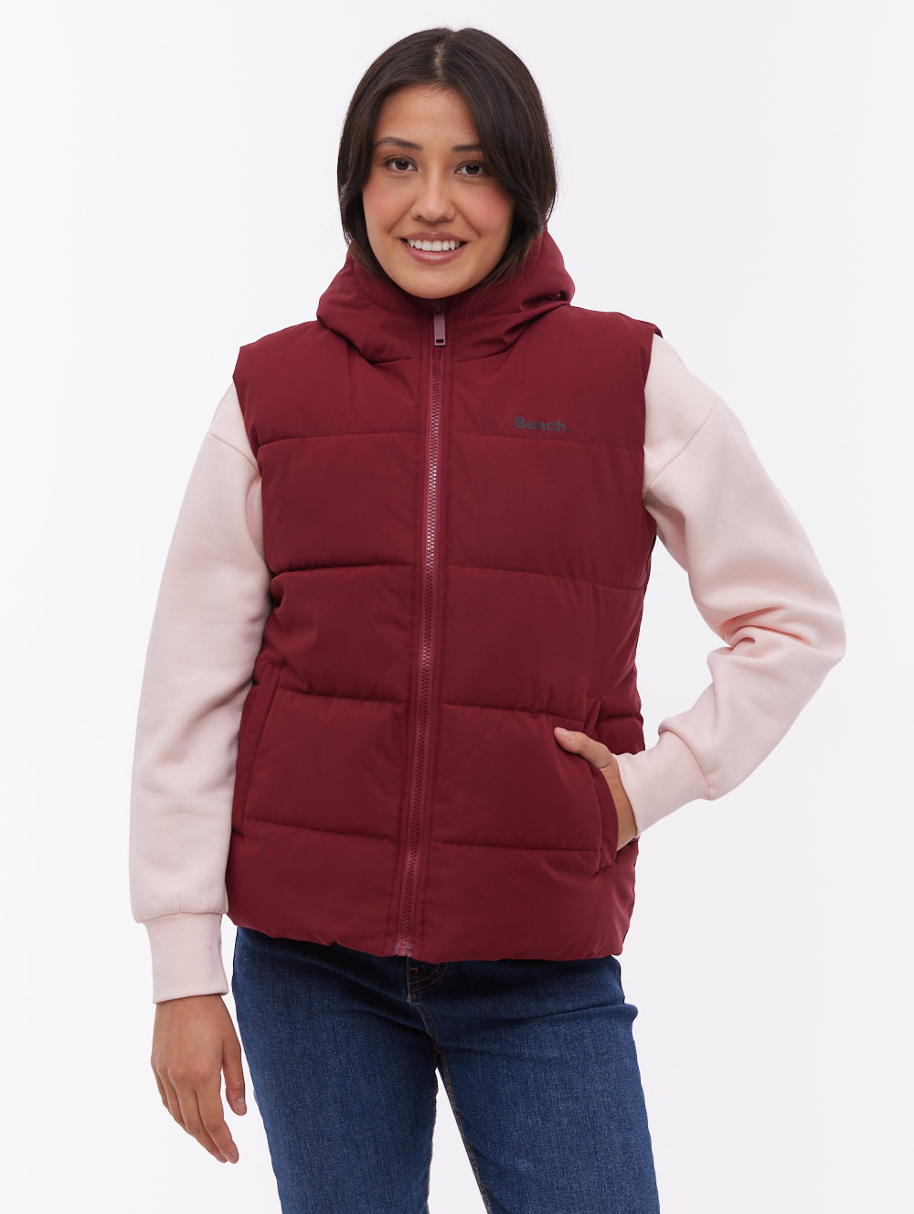Hollew Red BU028 Outerwear Vests With Faux Fur Lining Shot 1