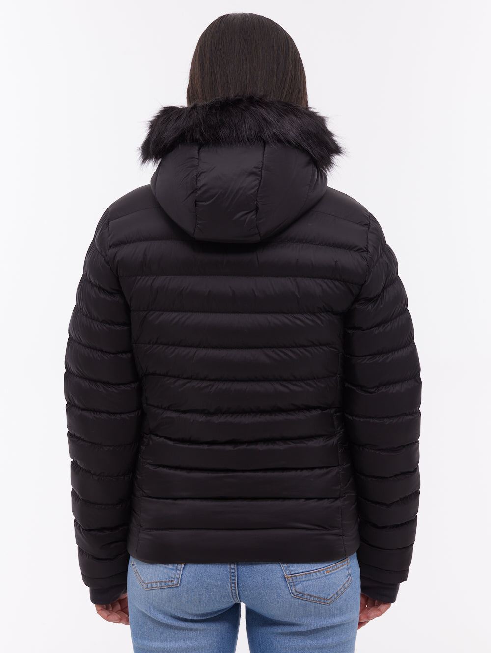 Mal Black BK001 Outerwear Jackets With Faux Fur Hood Shot 4