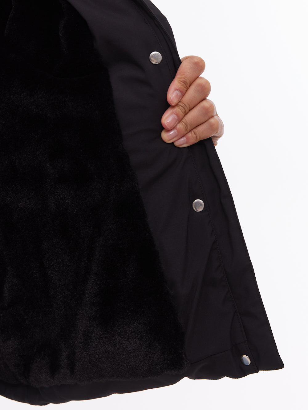 Atha Black BK001 Outerwear Jackets With Faux Fur Hood Shot 3