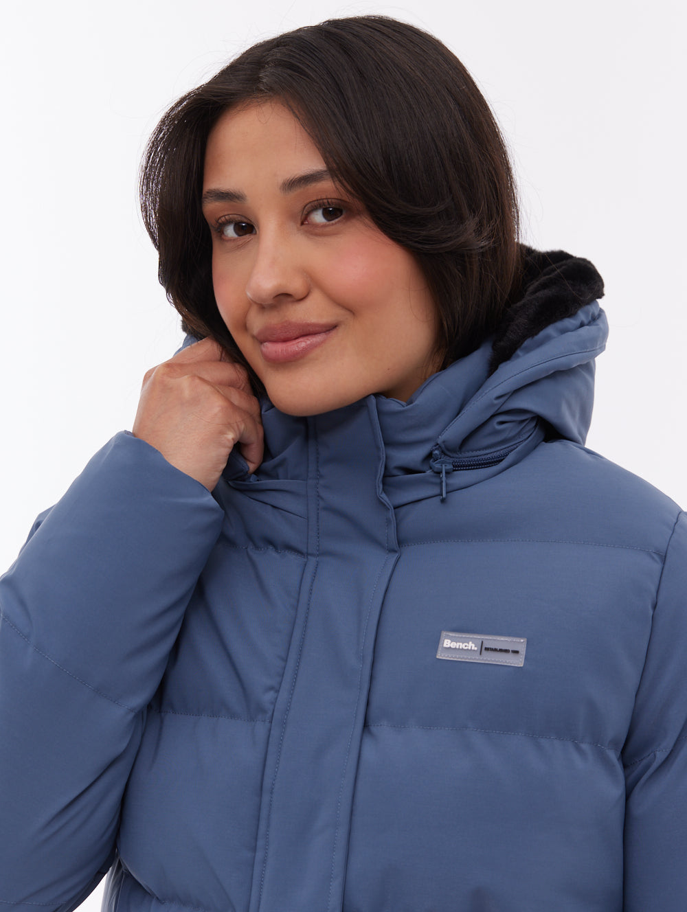 Atha Blue BL055 Outerwear Jackets With Faux Fur Hood Shot 2