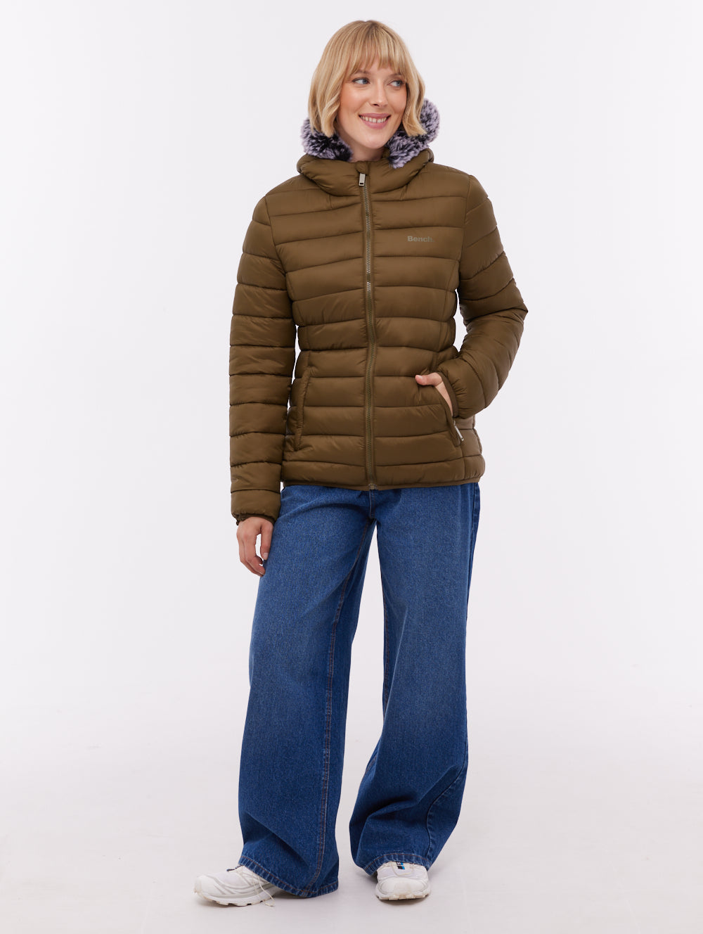 Harel Green KH012 Outerwear Jackets With Faux Fur Hood Shot 1