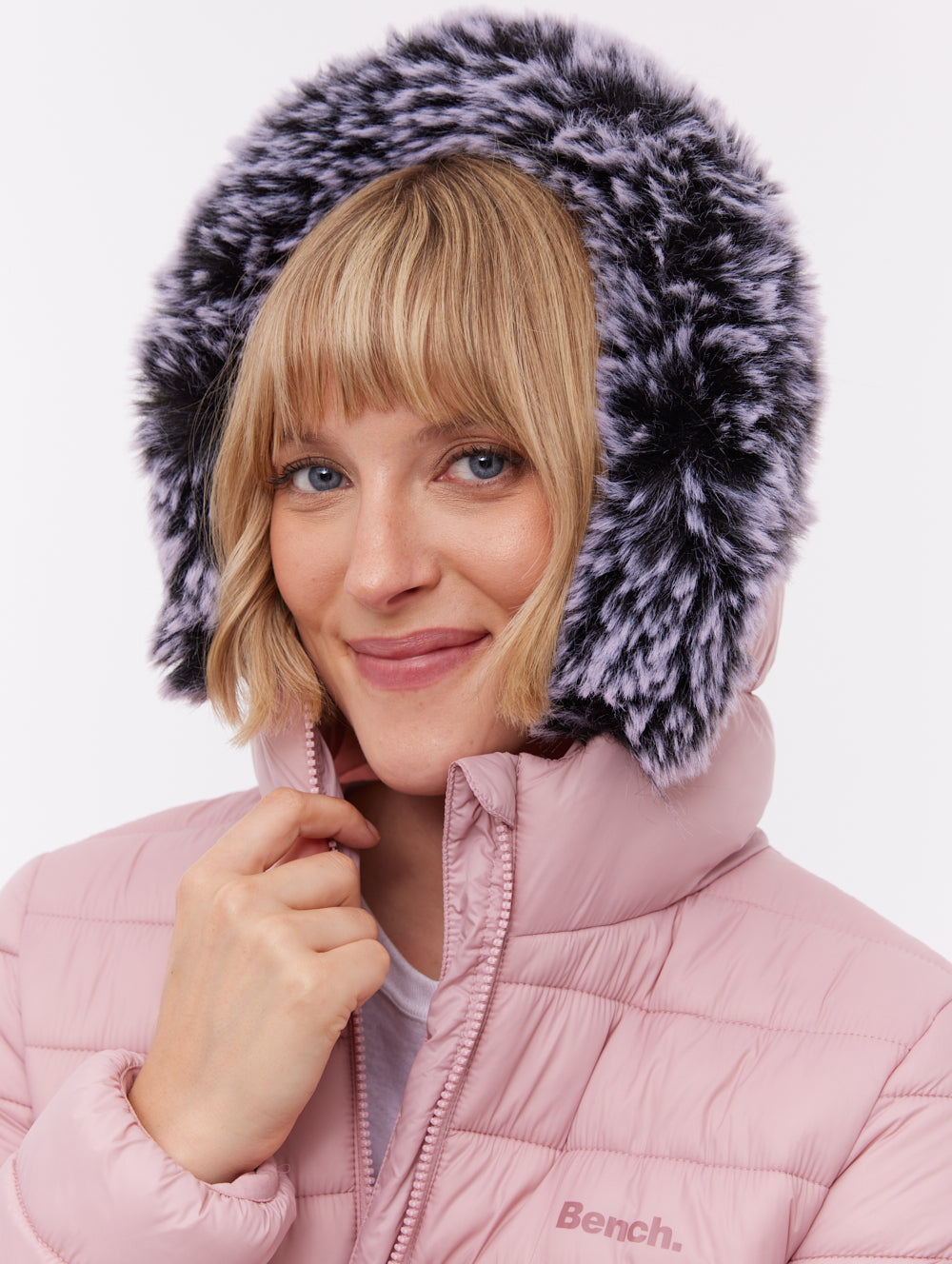 Harel Pink PK015 Outerwear Jackets With Faux Fur Hood Shot 1