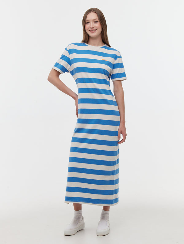women's striped maxi dress Marri Striped T-Shirt Maxi Dress - Blue