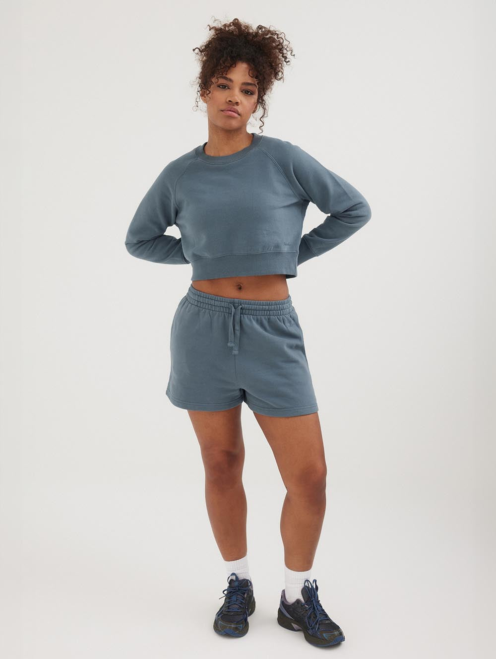Womens Crown Eco-Fleece Cropped Crew Neck Sweatshirt - BLEH10500