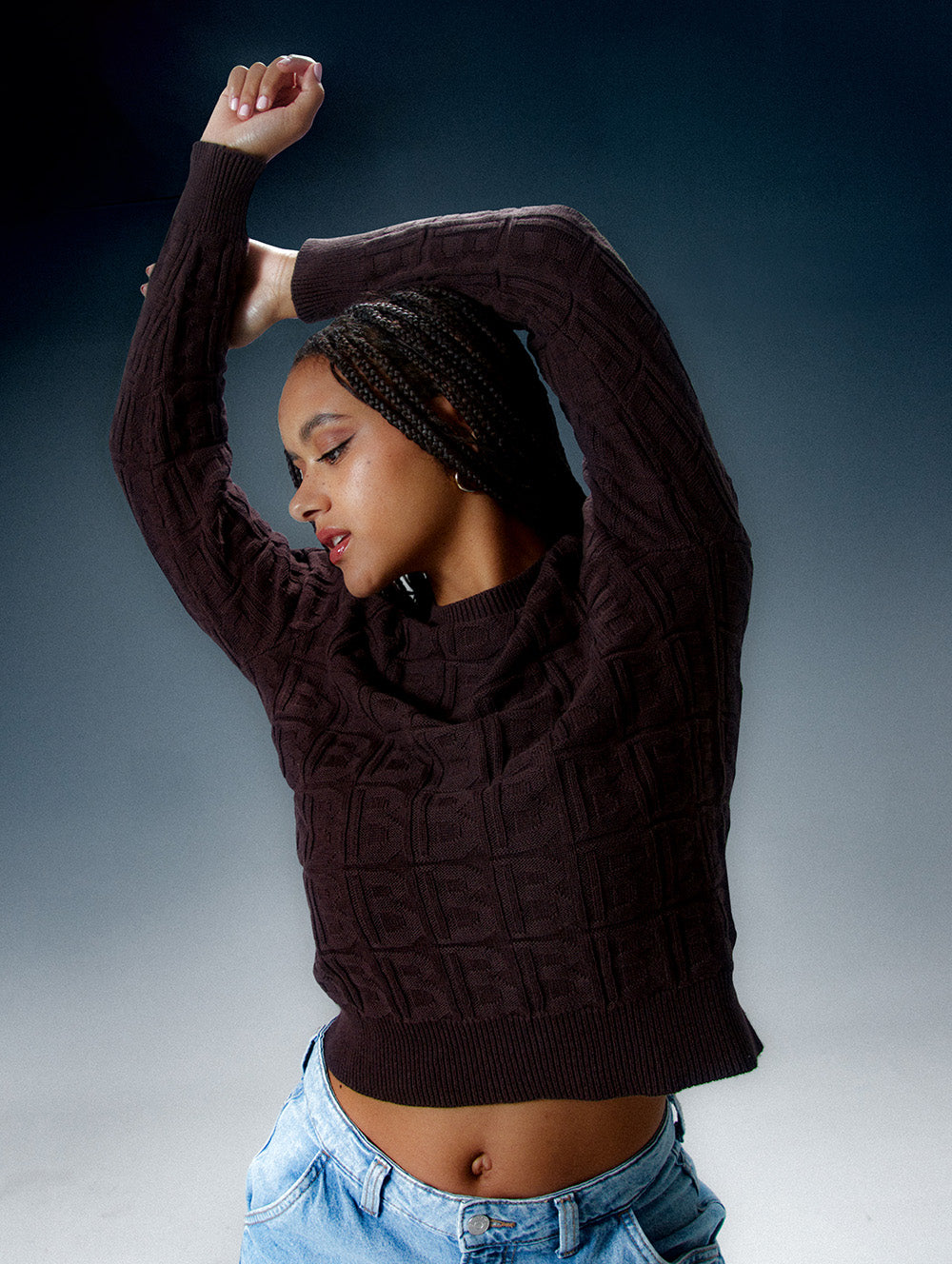 Women&#39;s Mono Organic Cotton Jacquard Sweater - BLFI12366
