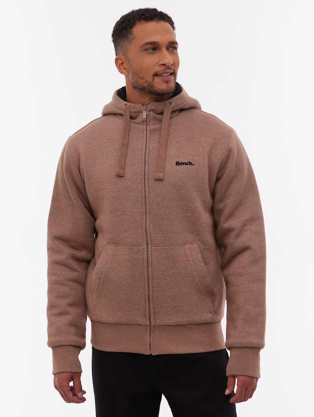Baraz chandail à capuchon zippé doublé sherpa - Brun