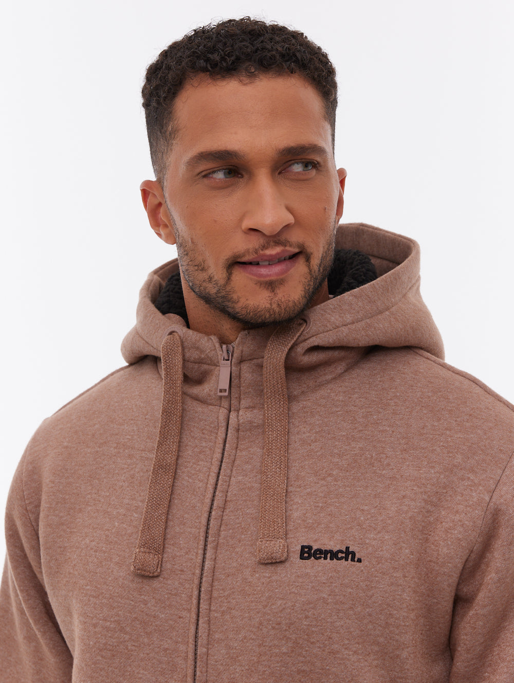 Baraz chandail à capuchon zippé doublé sherpa - Brun