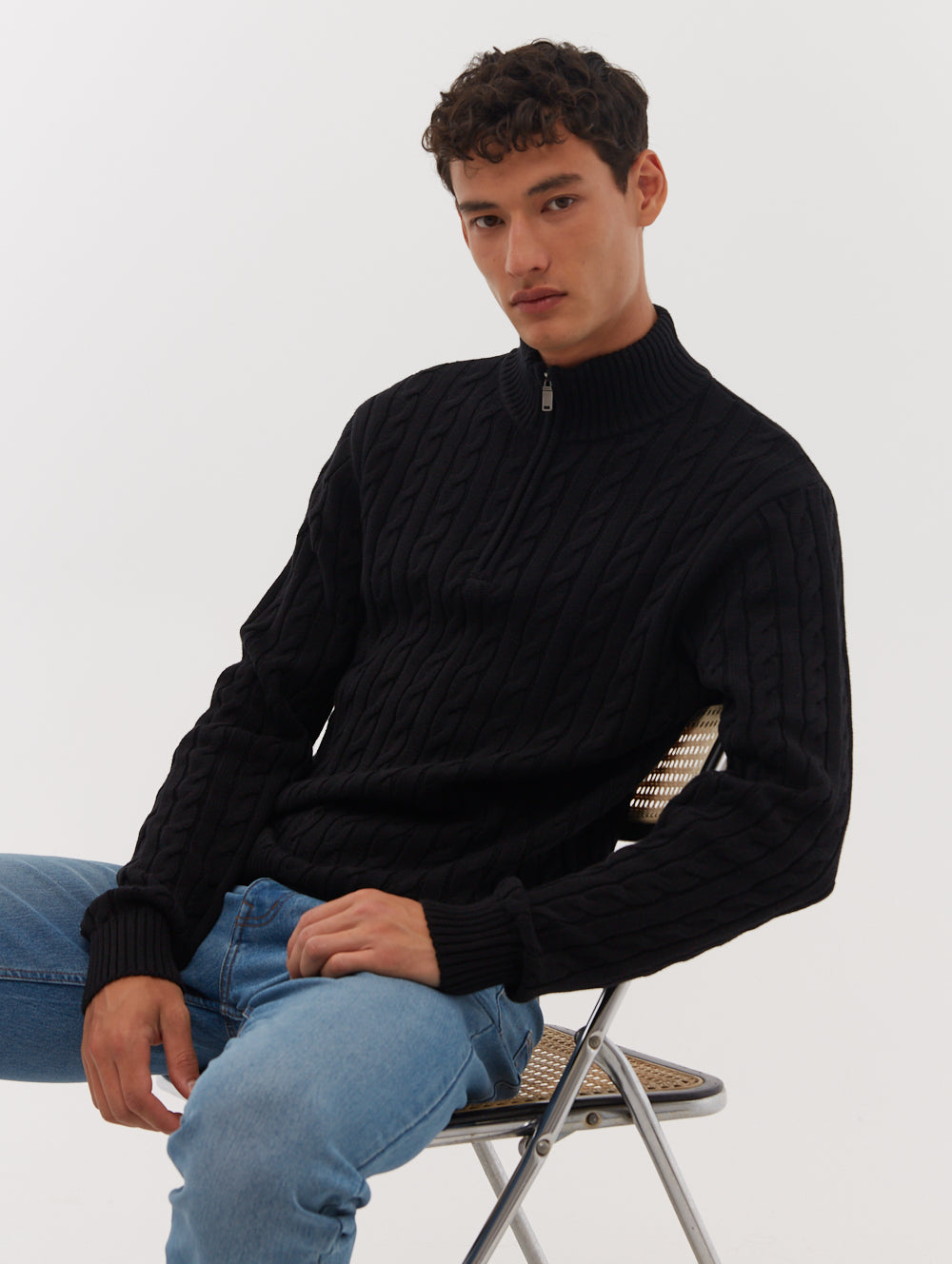 Selsey Funnel Neck Quarter-Zip Sweater