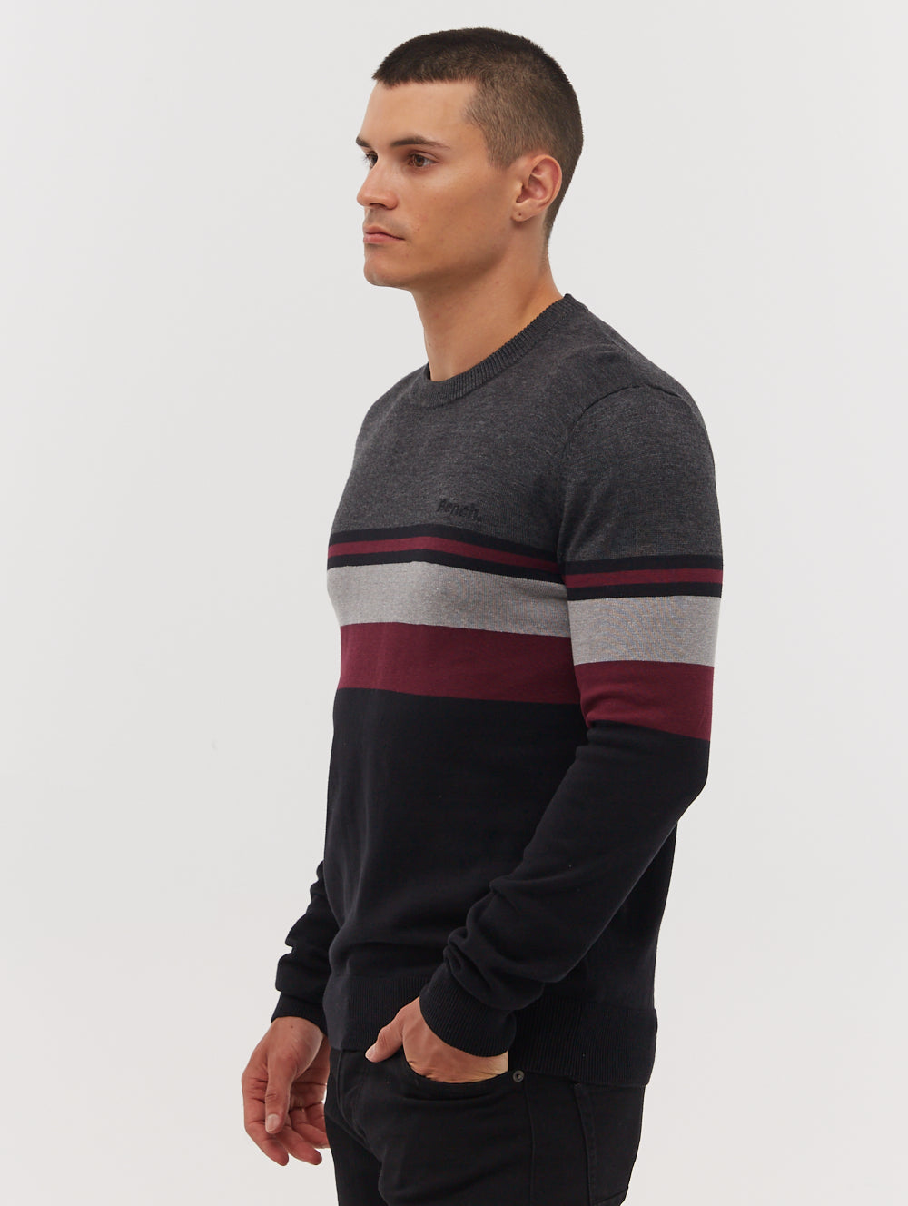 Rubenz Striped Crew Neck Sweater