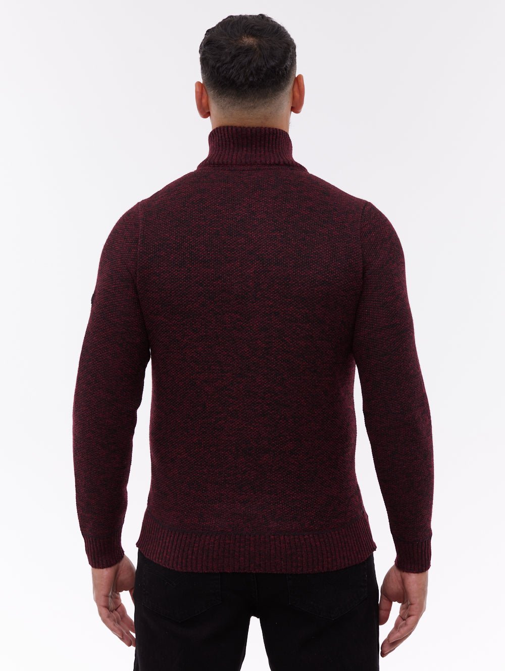 Palacio Red Knit 1/4 Zips Check Lining 7 Gauge Shot 3
