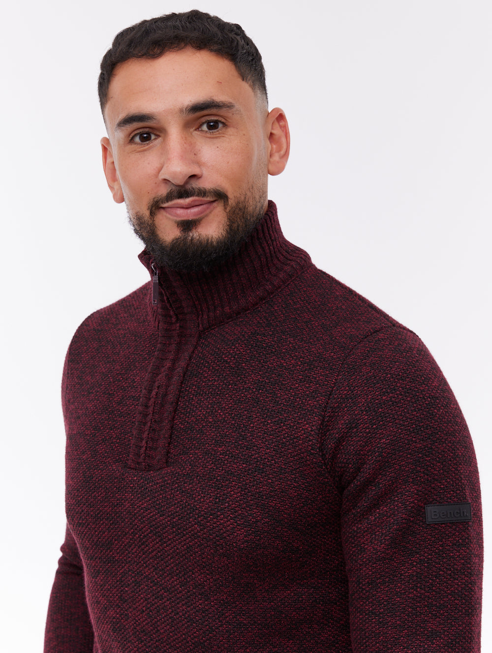 Palacio Red Knit 1/4 Zips Check Lining 7 Gauge Shot 2