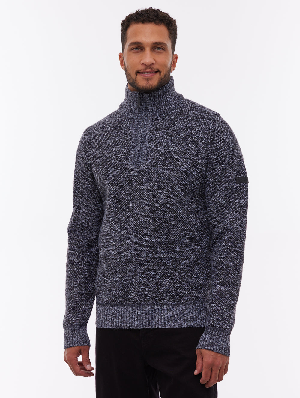 Palacio Grey Knit 1/4 Zips Check Lining 7 Gauge Shot 1