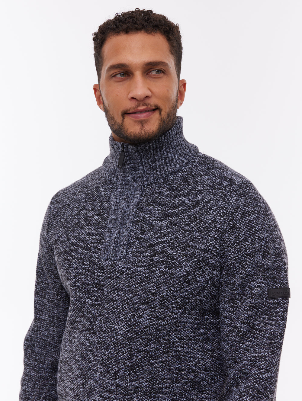 Palacio Grey Knit 1/4 Zips Check Lining 7 Gauge Shot 1