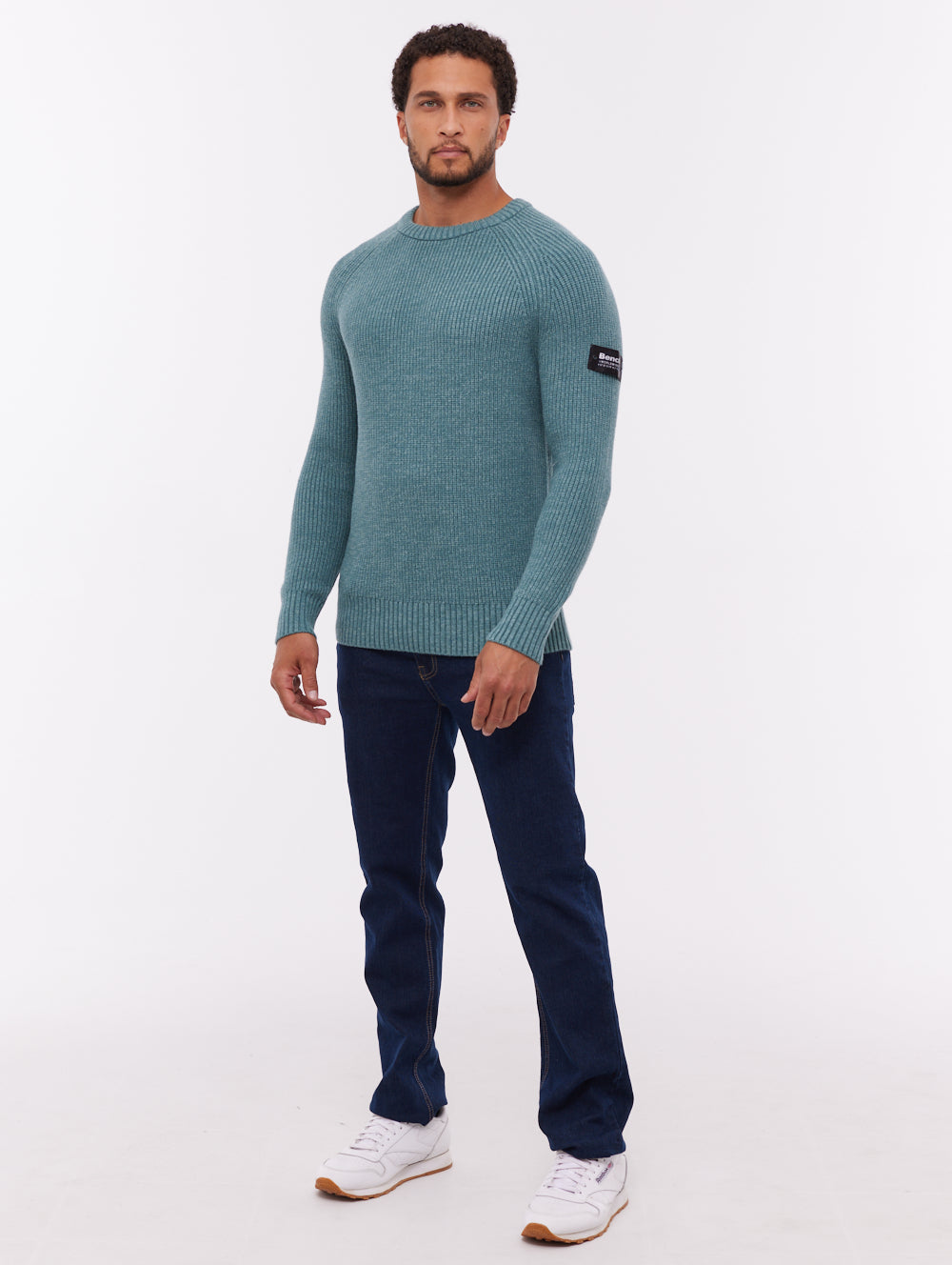 Molna Raglan Sleeve Crew Neck Sweater - Green