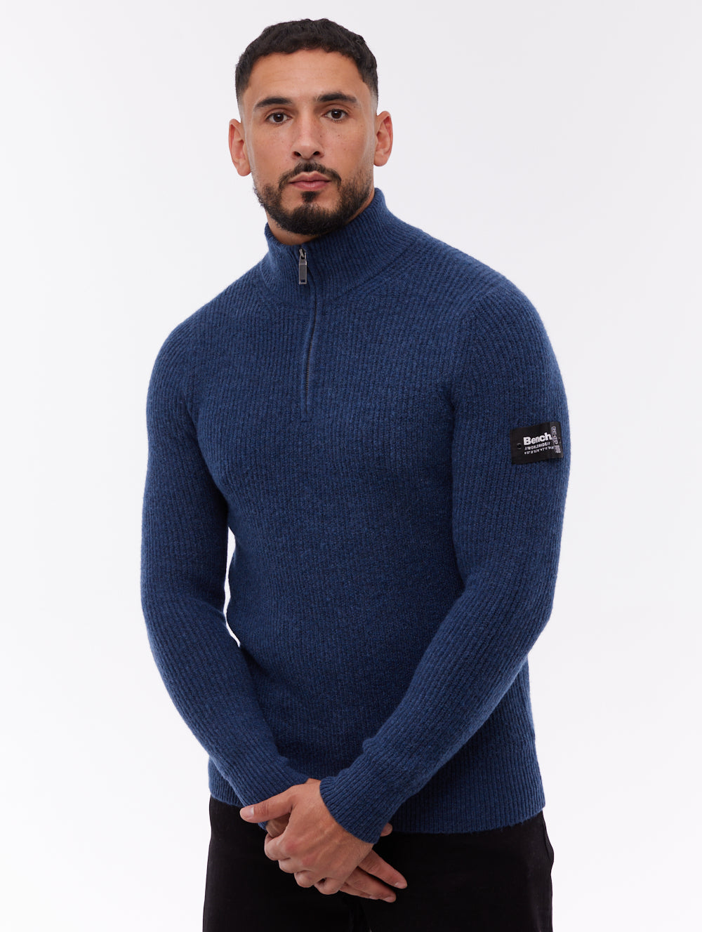 Yanta chandail demi-zip à col montant - Bleu