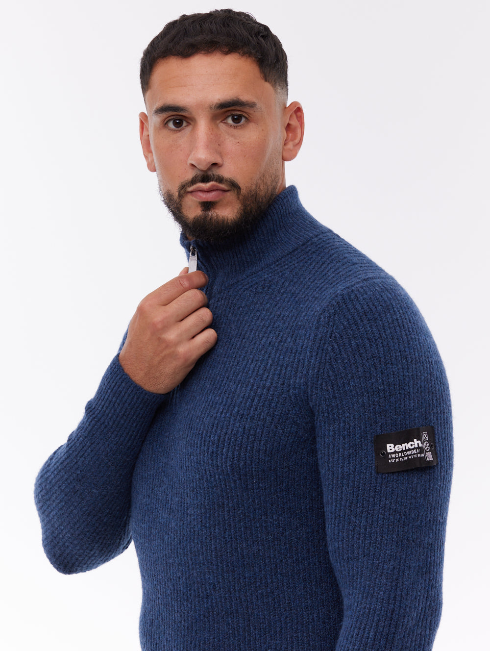 Yanta chandail demi-zip à col montant - Bleu