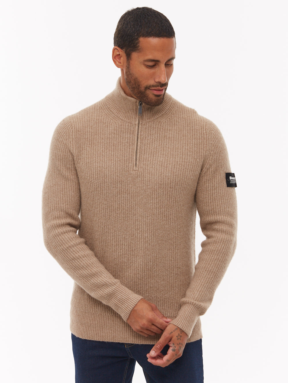 Yanta chandail demi-zip à col montant - Beige