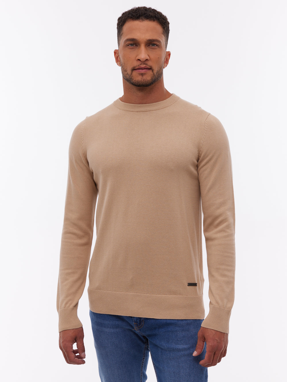 Vietro Beige ST036 Knit Crews Fine Gauge  Shot 1