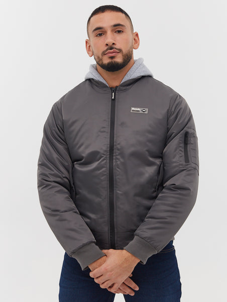 fleece system hooded bomber jacket